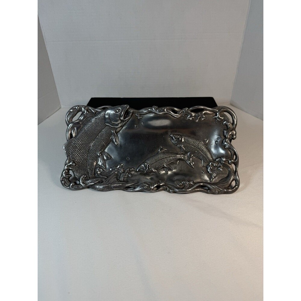 Vintage 2001 Arthur Court Aluminum Salmon Fish Rectangular Tray Platter 11.5"